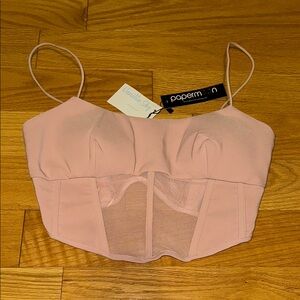 NWT Papermoon Blush Mesh Crop Top
